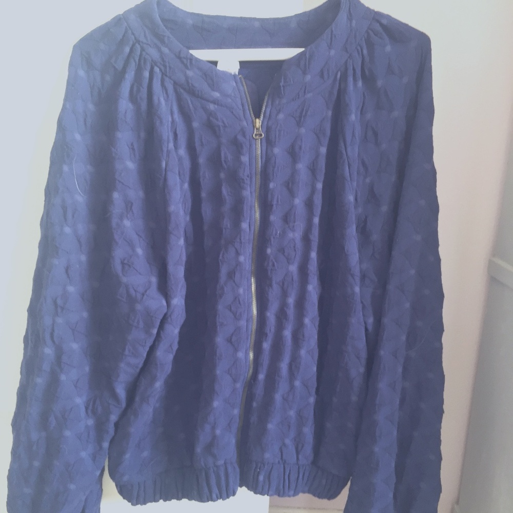 Blue bomber style textured jacket